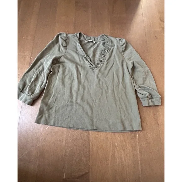 LOFT Bundle V-Neck Button Accent 3/4 Sleeve Women's Top Size L Sweater Spring - Picture 2 of 5